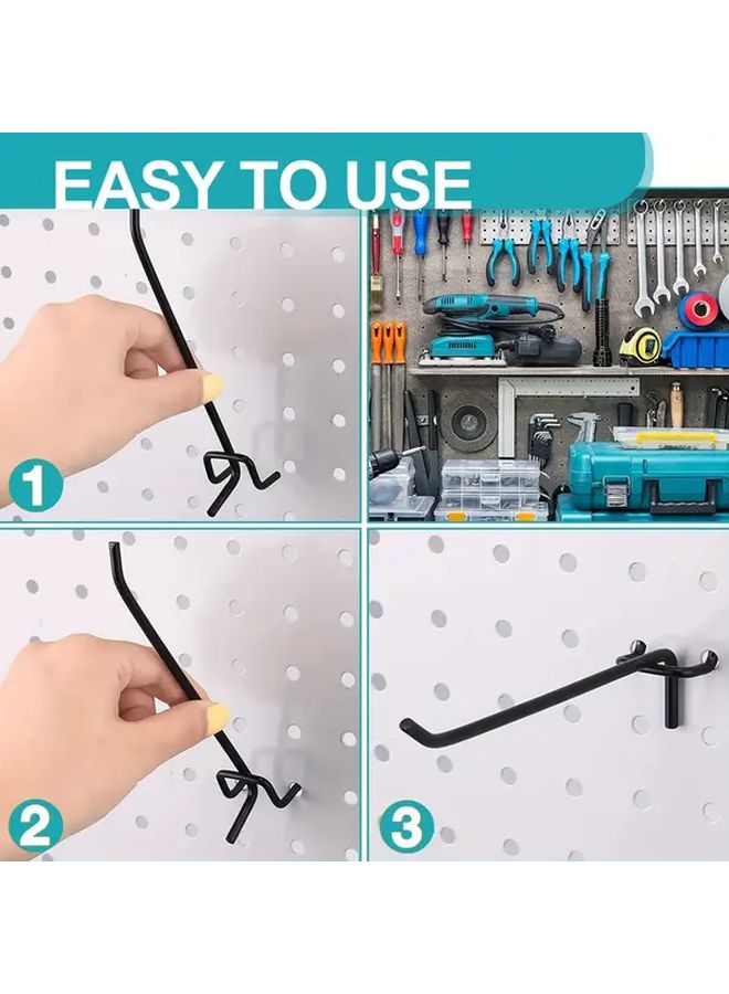 10pcs 4 Inch Black Heavy Duty Metal Pegboard Hooks Wall Mounted Storage - Image 4